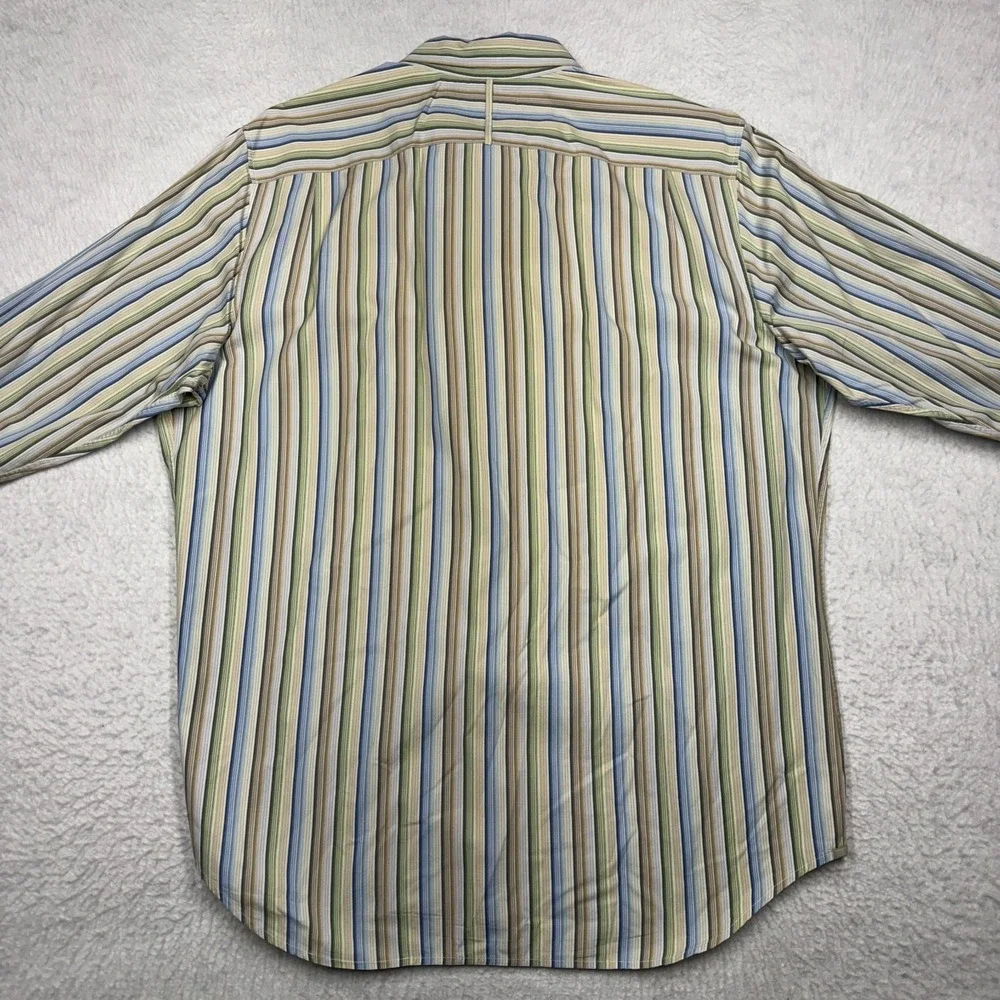 Banana Republic Shirt Blue Green Button Down Classic Fit‎ Striped Men's XL